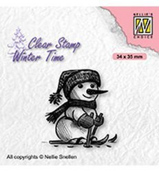 Transparent Stempel Motivstempel Clear Stamp - Nellie`s - WT010 Schneemann auf Skiern